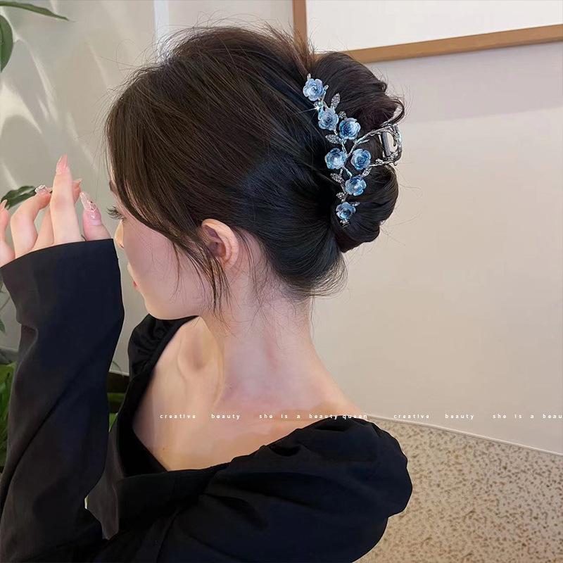 1PC Metal Camellia Grab Clip Female Back of Head Elegant Disc Hair Grab Shark Clip Headgear Hairpin Temperament Hairpin