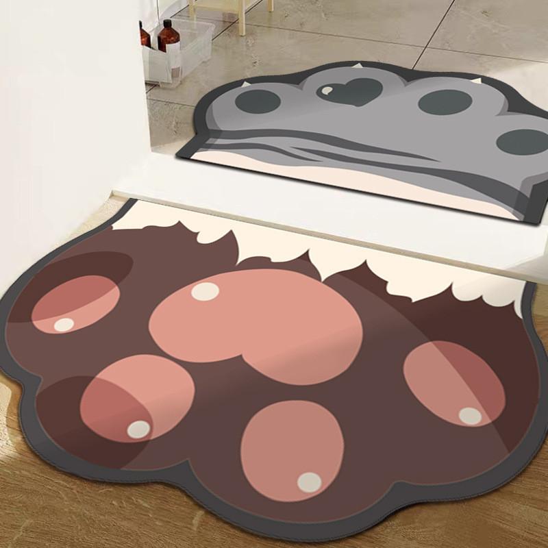 Cartoon Cat Paw Bath Mat With Waterabsorbing Silicone Fabric For Bathroom And Toilet Entrance