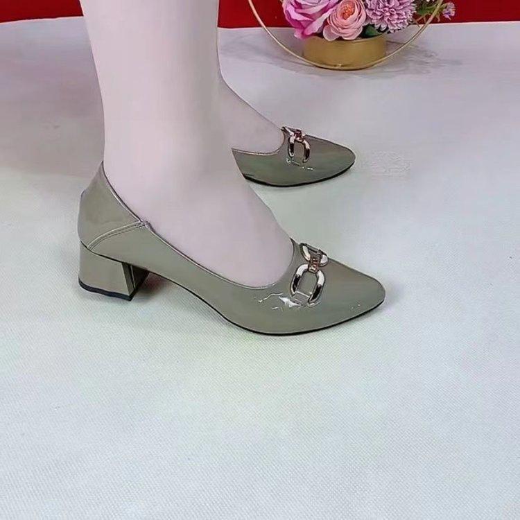 Soft leather soft sole single shoes new autumn fashion patent leather women s single pointed women s leather shoes women s shoes work shoes 35 зелёный