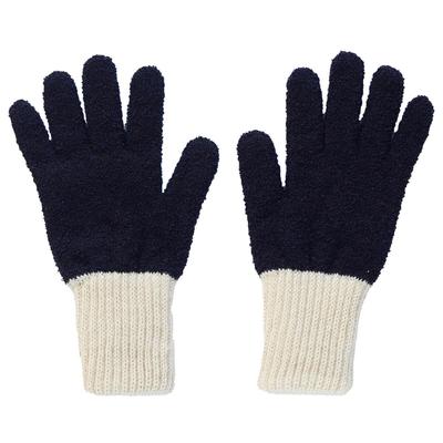 [Kinuyo] Rękawiczki z podszewką 100% jedwabiu, puszyste rękawiczki z mieszanki wełny, podwójnie dziergane dla ochrony przed zimnem, granatowe