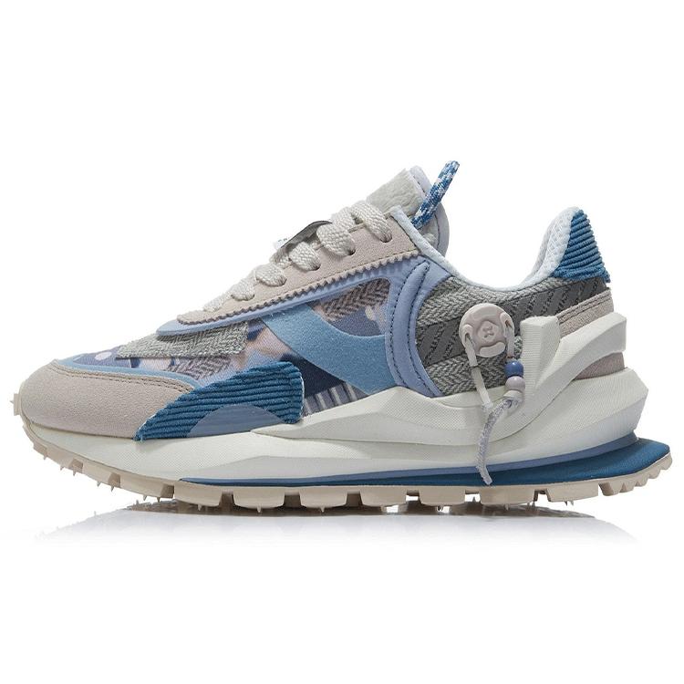 New LiNing Fangyuan Eternal Running Shoes Women's Low Top Light Gray Blue/White Sand Gray/Denim Blue AGCR058-8