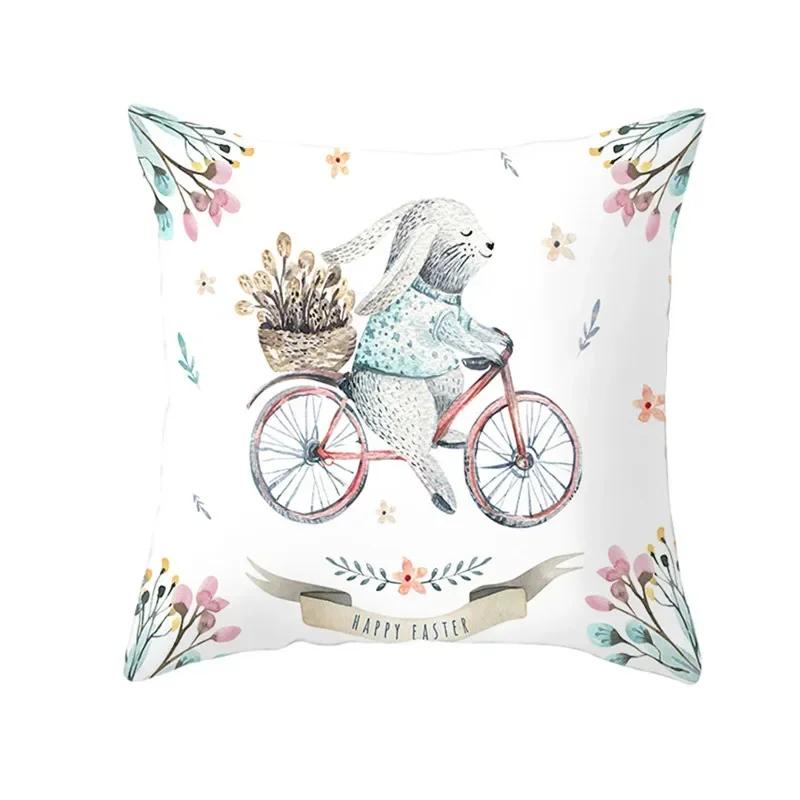 

Счастливой Пасхи Наволочка с надписью Милая наволочка с кроликом Принт гирлянды Наволочка 66x66cm
