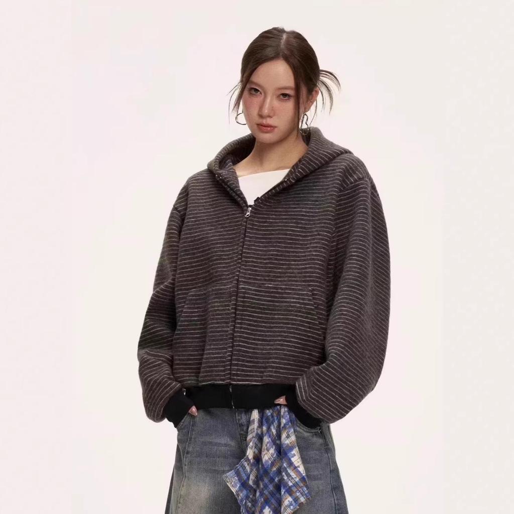 Herren Retro Streifen Kapuzenpullover Jacke - Lässiger Herbst/Winter Paar Cardigan Oberteil (Stil 2026)