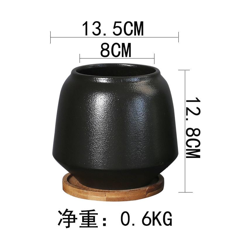 Ceramic Flower Pot Retro Creative Flower Pot Green Plant Flower Device Desktop Flower Pot Succulent Simple Ins Matte Pot Table Decoration