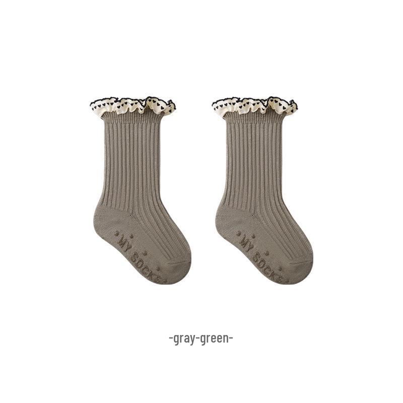 Autumn-Winter Lace Princess Mid-Calf Socks for Girls - Retro Forest Korean Style Cotton