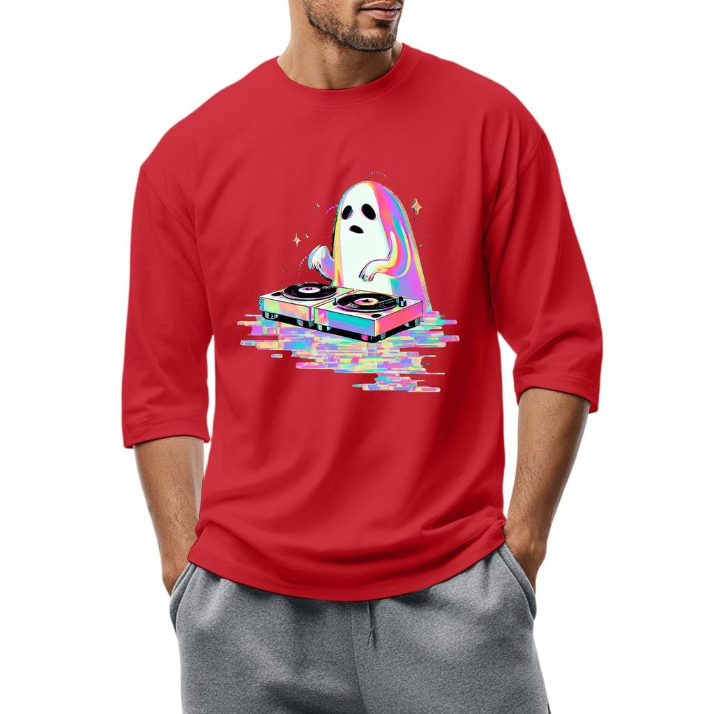 Men'S Round Neck Three-Quarters Sleeve Top Casual Fashion T-Shirt