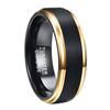Men's Tungsten Ring: Black Plated Face with Gold Sides