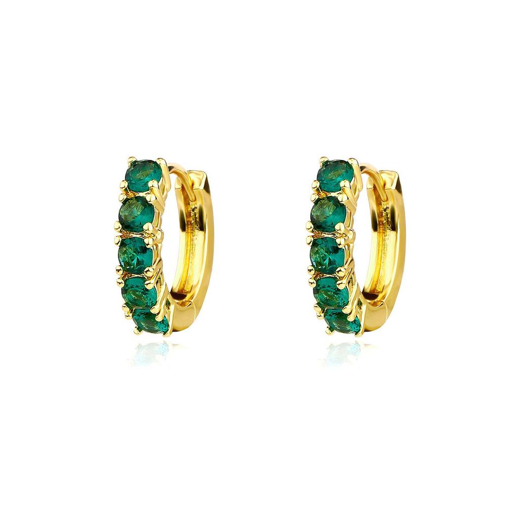 Zircon Hip Hop Hinged Hoop Earrings: Single Row Bling for Trendsetting Couples