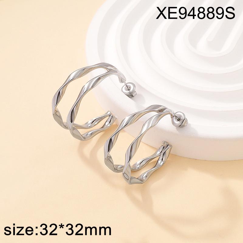 2025 Fashionable Titanium Steel Gold Cross-Border Geometric Earrings: Lightweight, Luxurious & Versatile for Women