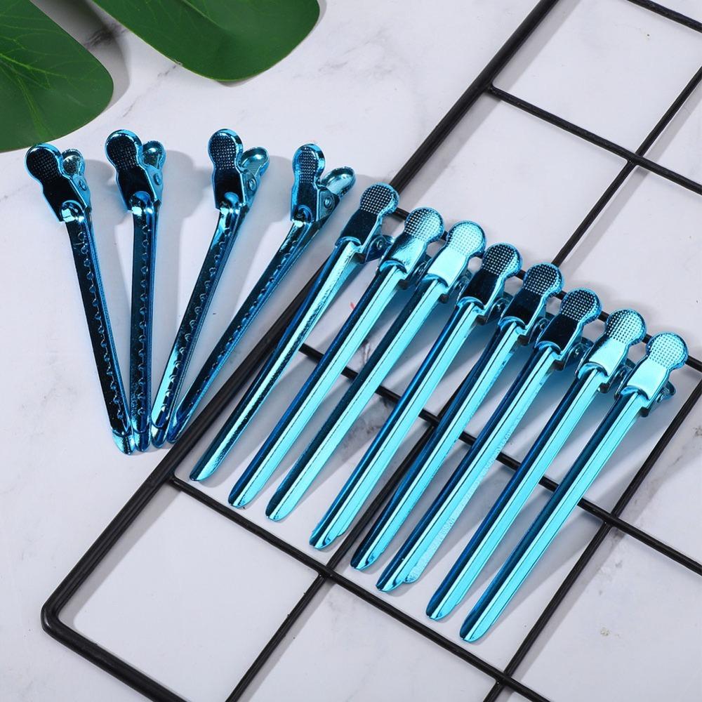12PCS Purple Blue Duckbilled Hair Clips Stainless Steel Professional Hair Clips For Women