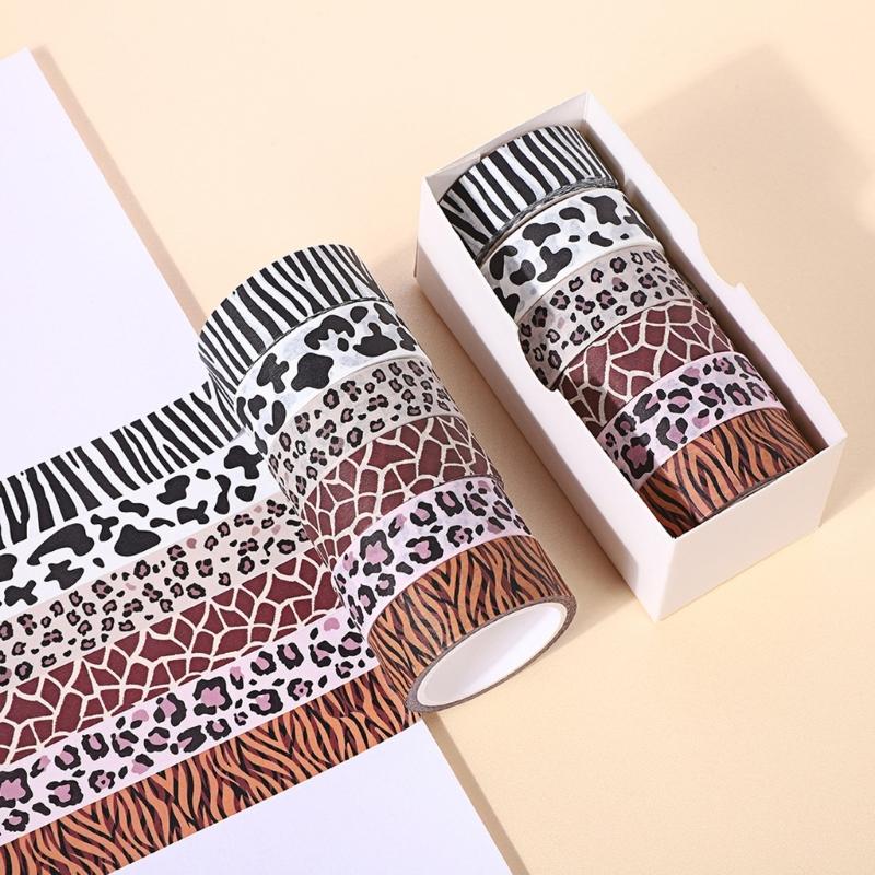 6 Rolls Decorative Tape Animal Print Washis Tape Decorative Tape Hand Account Tape for Journaling Scrapbooking