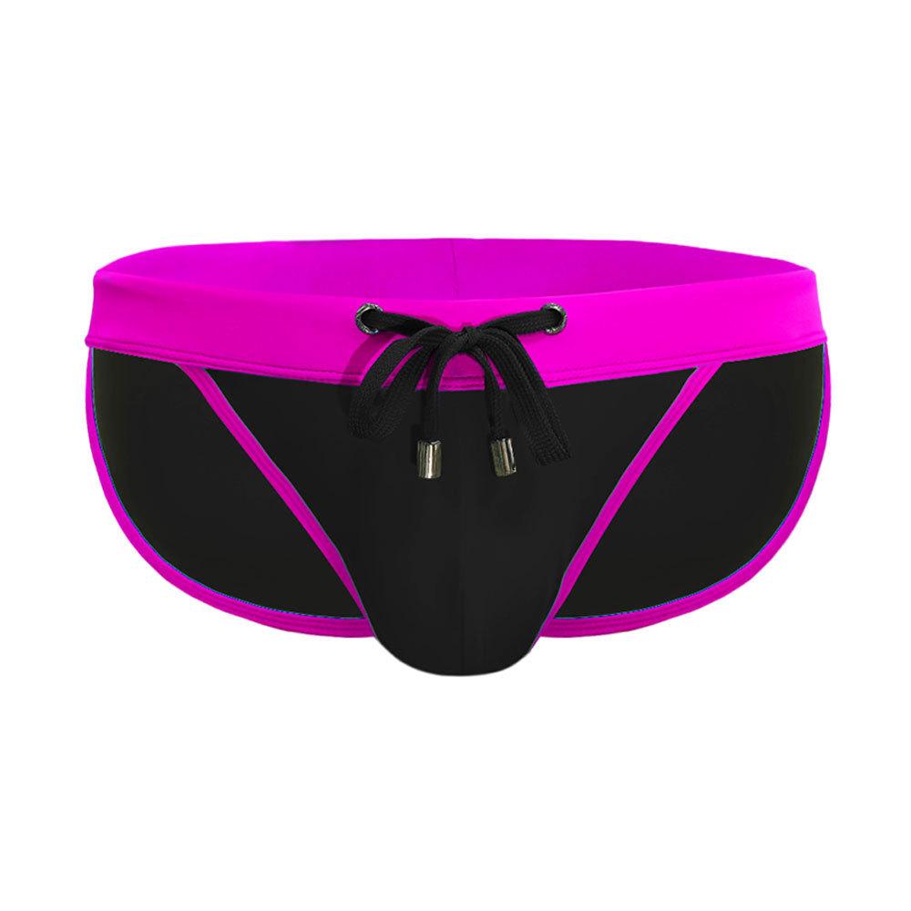 UXH Men's Sexy High-Cut Color Block Triangle Swim Briefs - European & American Fashion