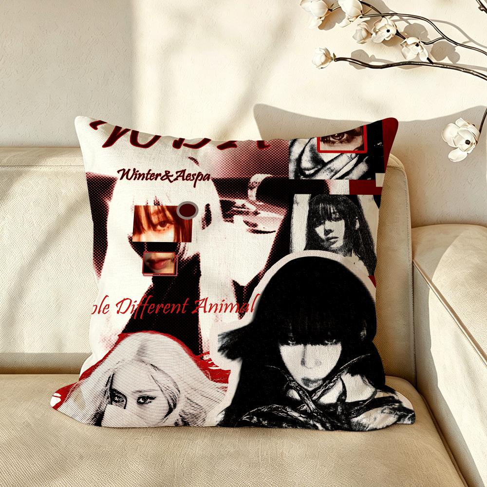 Kpop group aaespaas Cushion Cover Pillow Case Antidustmite Pillowcase Silky Short Plush Sofa Cushion Cover hot