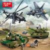 Stealth Fighter Helicopter & Main Battle Tank Military Model Bricks - Educational Building Blocks Set For Children Army Toy Kit