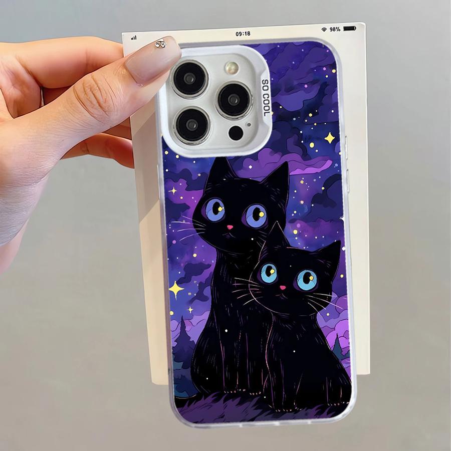 Étui souple pour iPhone 16e 11 12 13 Pro Max 14 15 16 Plus Art Van Gogh Chat