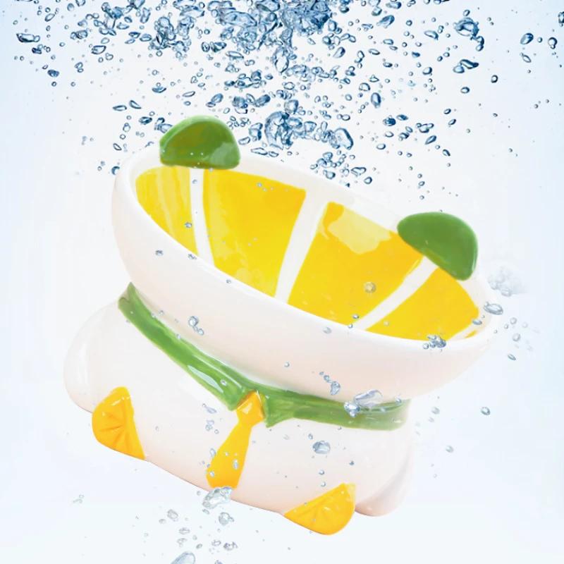 Ciotola per Gatti Ciotola per Cibo in Ceramica Protezione del Collo Bocca Obliqua Protezione Cervicale Collo Bere Ciotola per Cani a Forma di Frutta Piede Alto