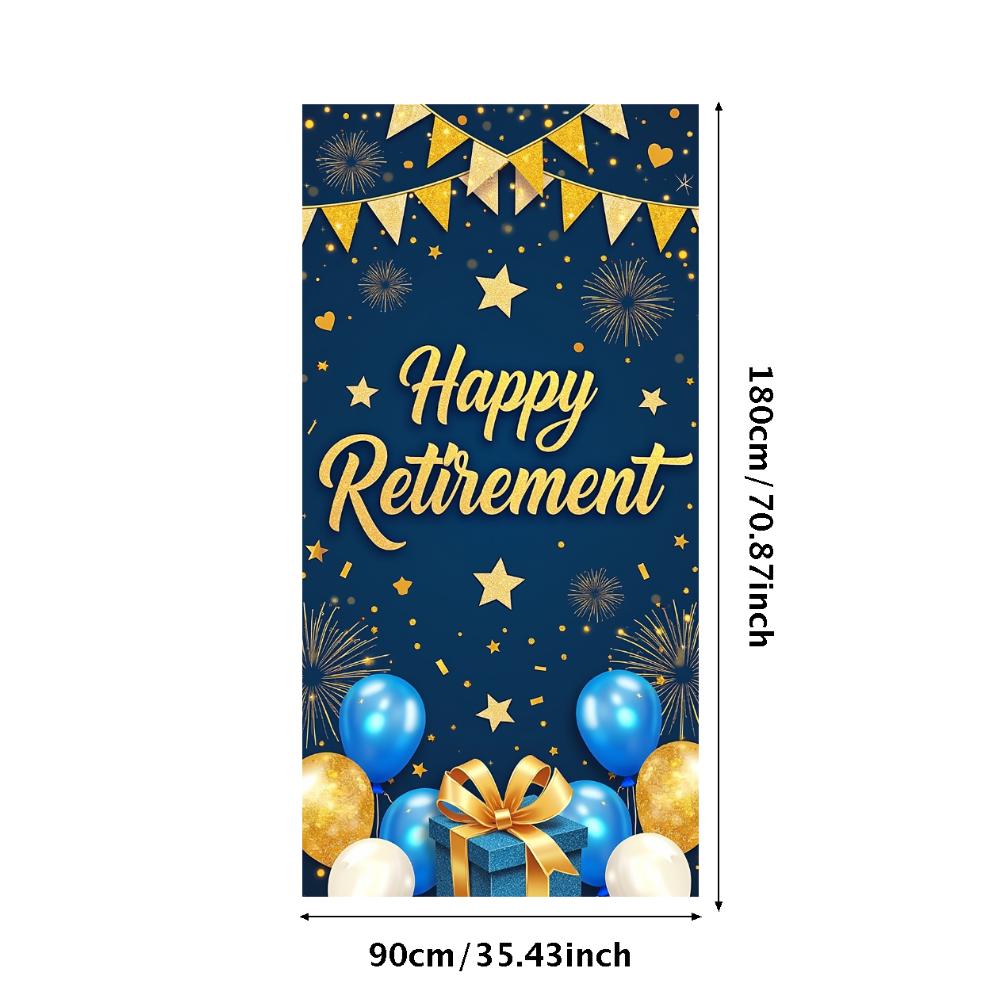 Event Banner Star Decoration Happy Retirement Banner Gold Theme Retirement Decor for Outdoor Party Home Decoration