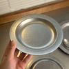 Stainless Steel Round Plate Retro Dessert Dish for Steak BBQ Straight Edge Flat Bottom Tray for BBQ Home Camping Picnic