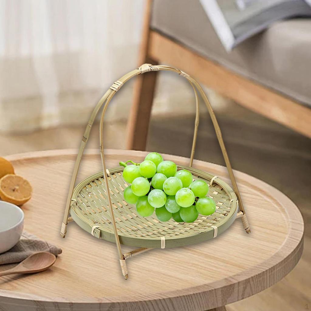 Bamboo Woven Basket ,Kitchen Counter Organizing ,Portable, Fruit Food Vegetable Storage for