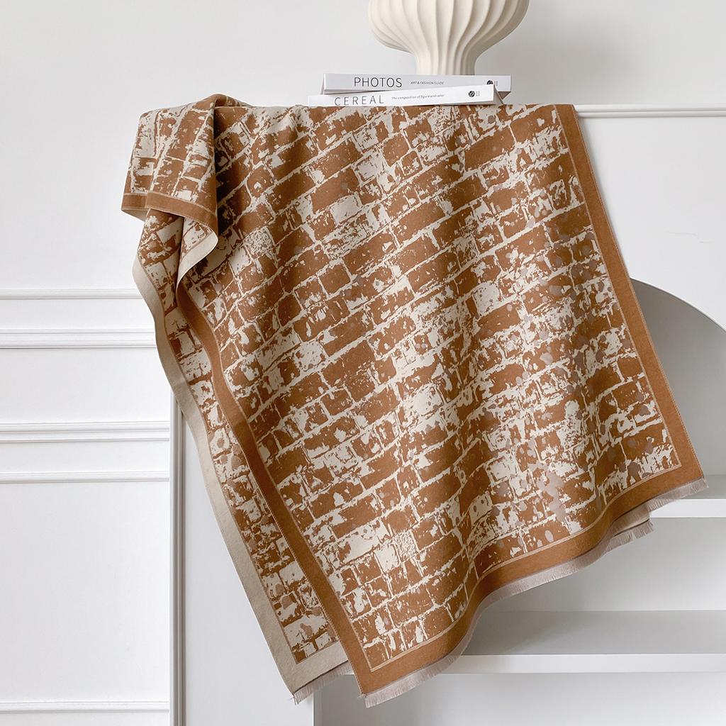 New Brand Elegance Two-Sided Print Scarf Soft Warm Fringe Pashmina Shawl Autumn and Winter Outdoor Coldproof Windproof Blanket