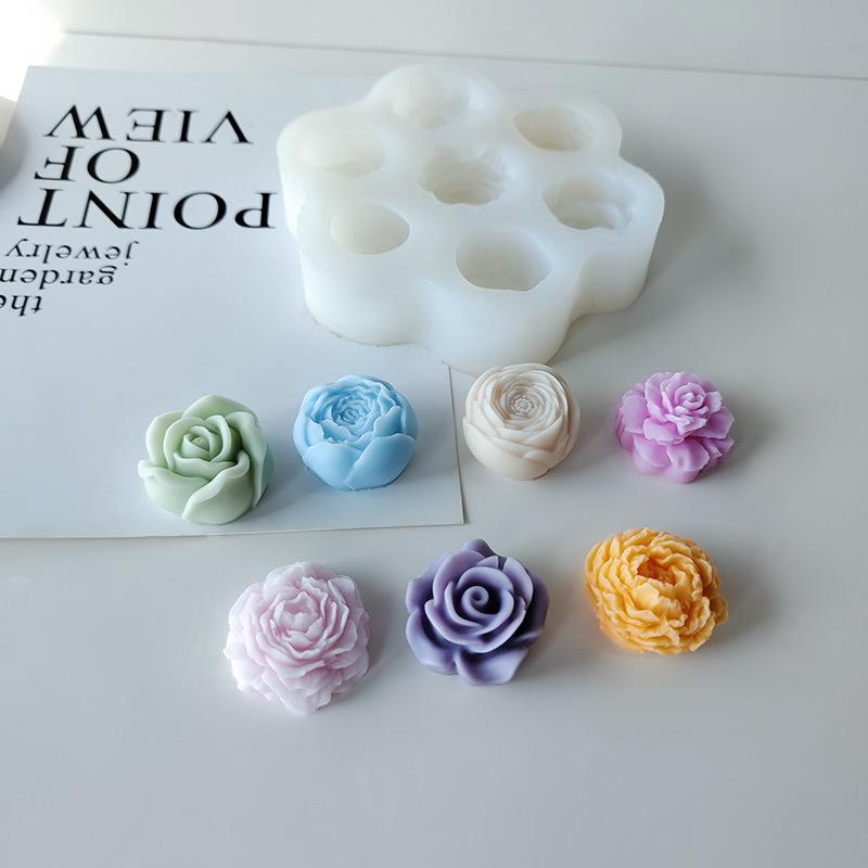 1Pc Flower Silicone Molds 3D Rose Peony Chocolate Cake Baking Mold Handmade Candle Soap Gypsum Resin Handicraft Making Tools