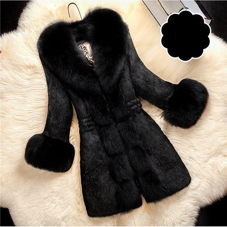 Women Autumn Winter Outwear Faux Fur Coat Thick Female Long Fake Fox Fur Thick Long Sleeve Jacket Ladies Slim Warm Faux Fur Coat