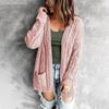 Women's Solid Color Pocket Mid Length Knit Cardigan Jacket Sweater