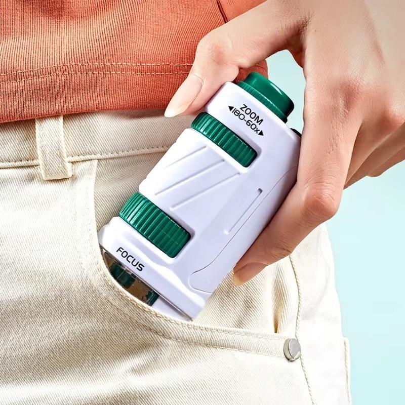 60-80x Handheld Microscope Science Experiment Set With Led Light Kindergarten Toy Handheld Children's Outdoor Toy