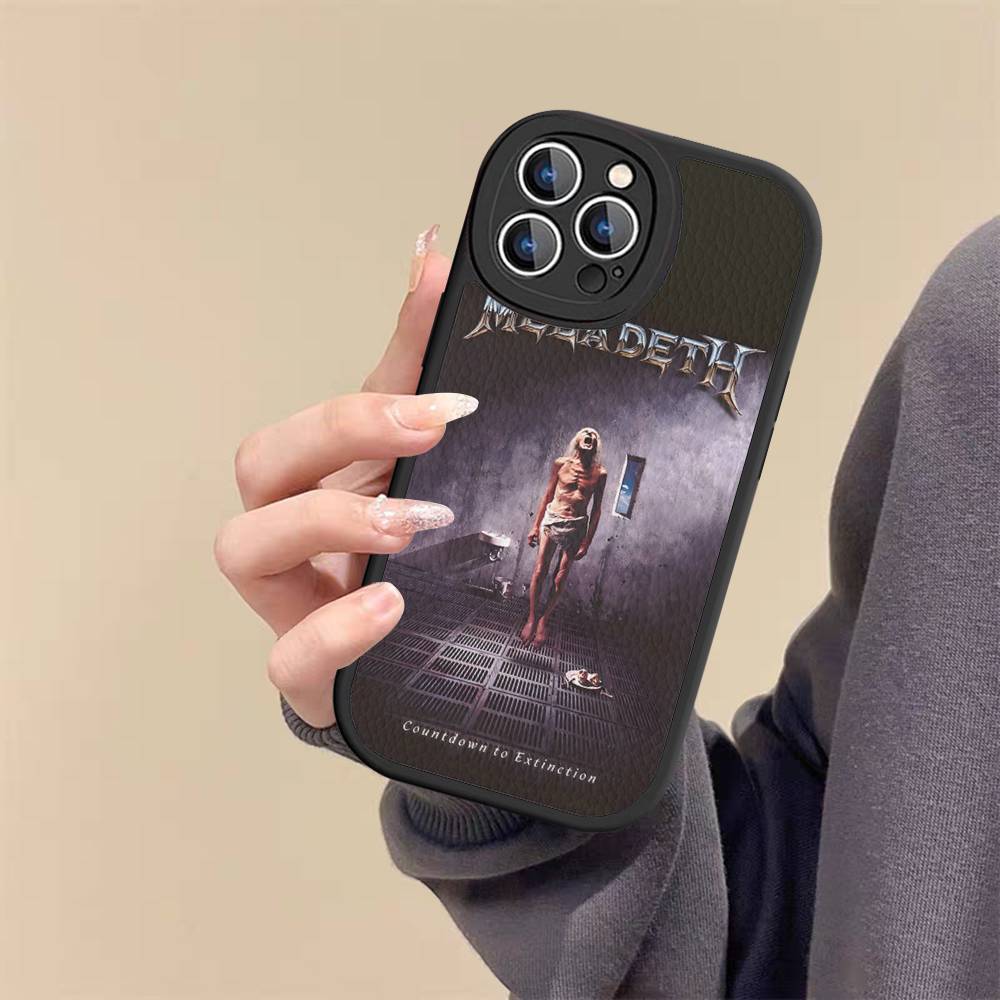 

M-Megadeth Logo Phone Case For IPhone 16 15 14 13 12 11 Pro Max Plus Leather Shockproof Cover iphone 12