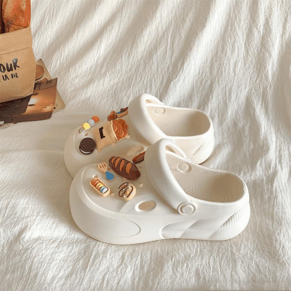 

Cute cartoon super soft thick-soled hole shoes for children to wear outside the summer new soft-soled non-slip bag head drag 39-40 белый