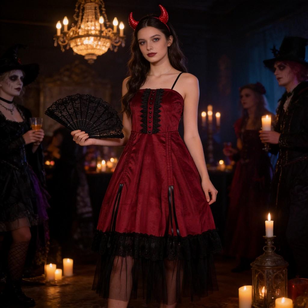 Gothic Vampire Queen Costume For Halloween Party With Polyester Fabric For Adults