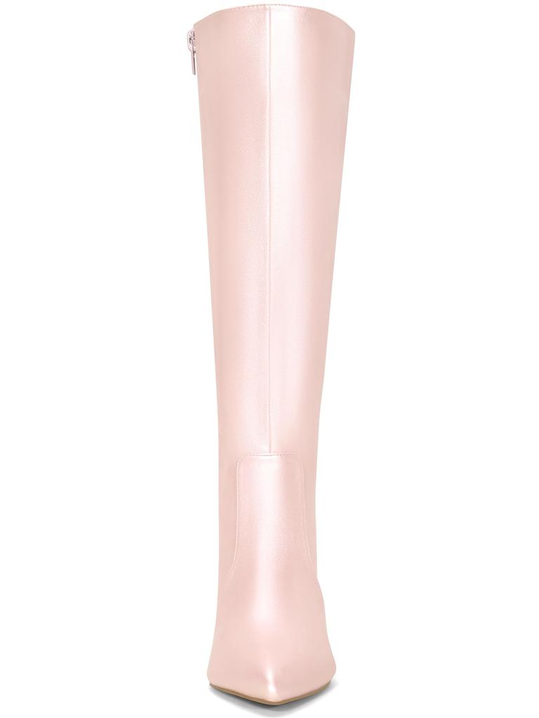 Allegra K Knee-High Boots with Stiletto Heels and Pointed Toes, Women's, Sparkly Pink, Size 25.0cm