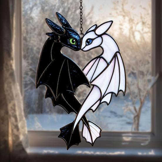 Dragon Acrylic Suncatcher Dragon Themed Stained Glass Window Wall Hanging Ornaments for Halloween Christmas Home Decor