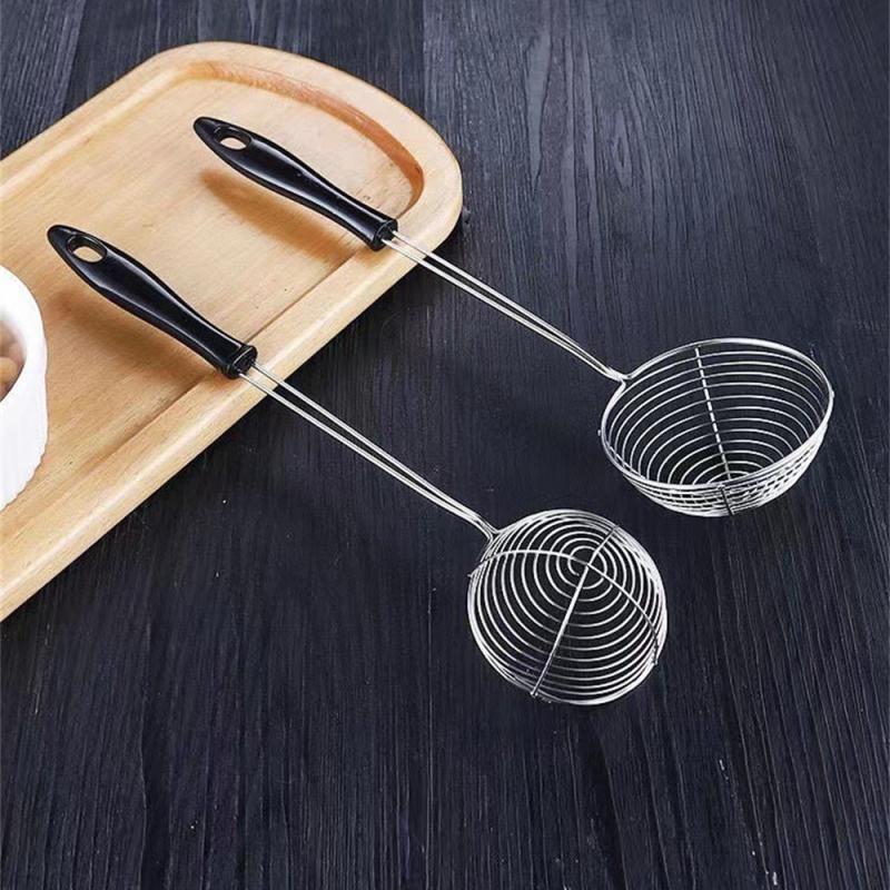 1PC Red Handle Strainer Stainless Steel Bubble Tea Colander Boba Milk Tea Spoon Filter Pearl Durable Safe Round Kitchen Gadgets