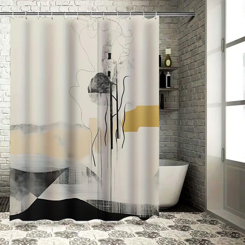 

Black And White Shower Curtain Modern Design For Bathroom Decorations Waterproof Fabric 3D Printing Customizable Size From Home W60H190(CM)-1 Pcs