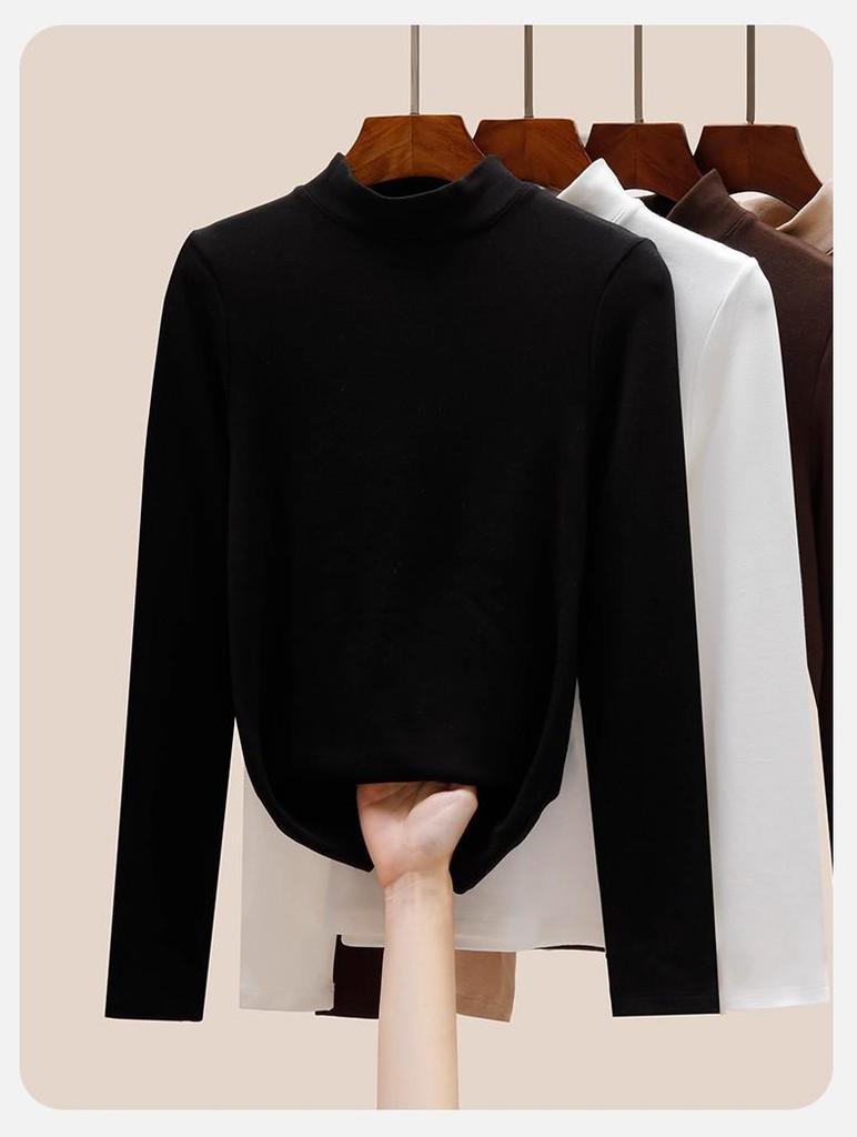 Women's Slim-Fit Half-High Collar Fleece Top for Fall/Winter 2025