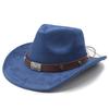 Suede Men'S And Women'S Woolen Denim Jazz Felt Hat, Crimped Top Hat, Tibetan Sunshade And Sun Protection Hat