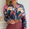 Women's Fashion Casual Summer Spring Flower Pattern Print Long Sleeve Blouses & Shirts