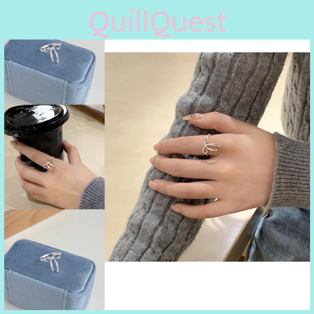 Unique Korean Style Silver Bow Ring For Women Adjustable And Chic 2024 Summer Fashion