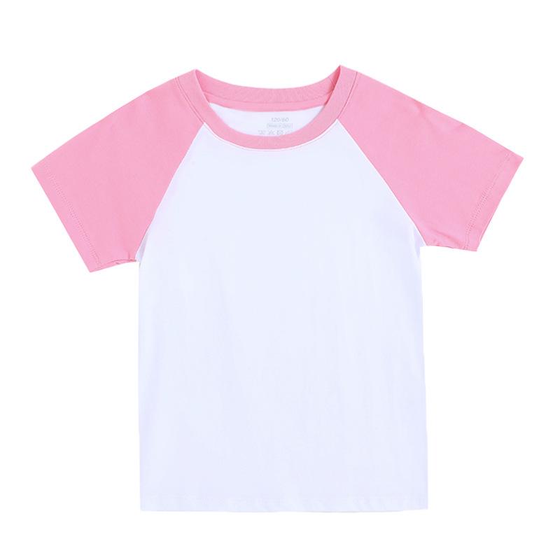 Kids' Raglan Sleeve Pure Cotton T-Shirt - Summer Solid Color, Combed Cotton, Half Sleeve for Girls