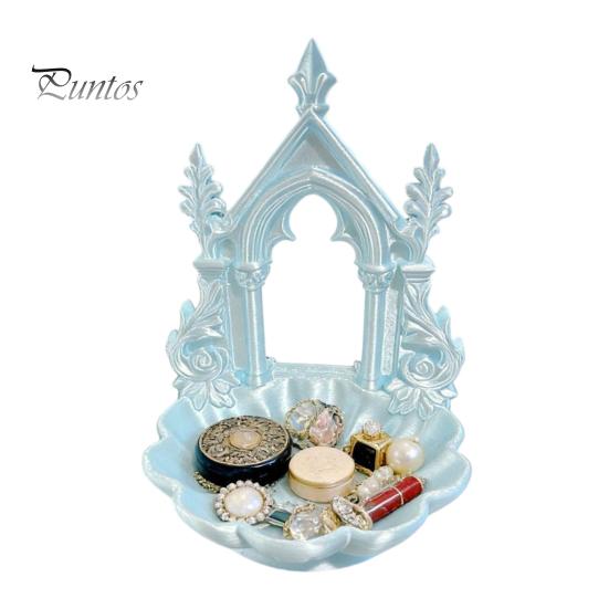 Macaron Color Jewelry Tray Storage Tray, with Gothic Arch Pearlescent Design, Organizer Themed Organizer, for Rings Earrings Necklaces Dressing Table