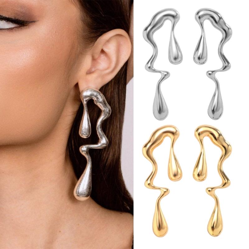 Irregular Water Drop Earrings Trendy Statement Ear Studs Party Jewelry Vintage Studs Fashionable Accessories for Women