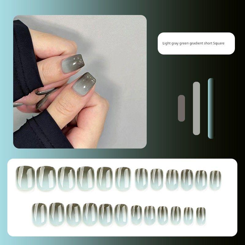 

Mid Length Long Length Fancy Gradient Coloring Minimalist Wear Armor Light gray Green Gradient