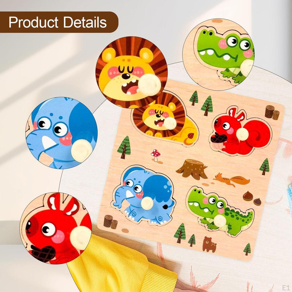 Learning Puzzle Cartoon Jigsaw Shape Matching Peg Preschool Wooden Name Function