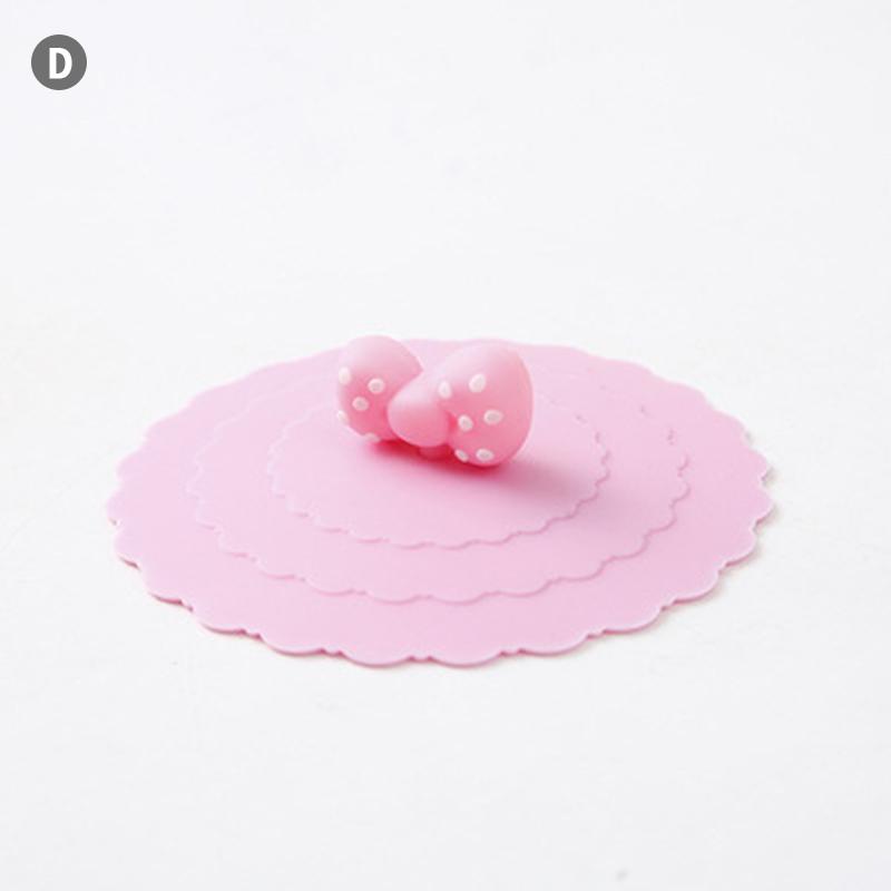 Tapas de tazas para beber con cubierta de silicona de dibujos animados, tazas de vidrio a prueba de polvo, tapa de succión