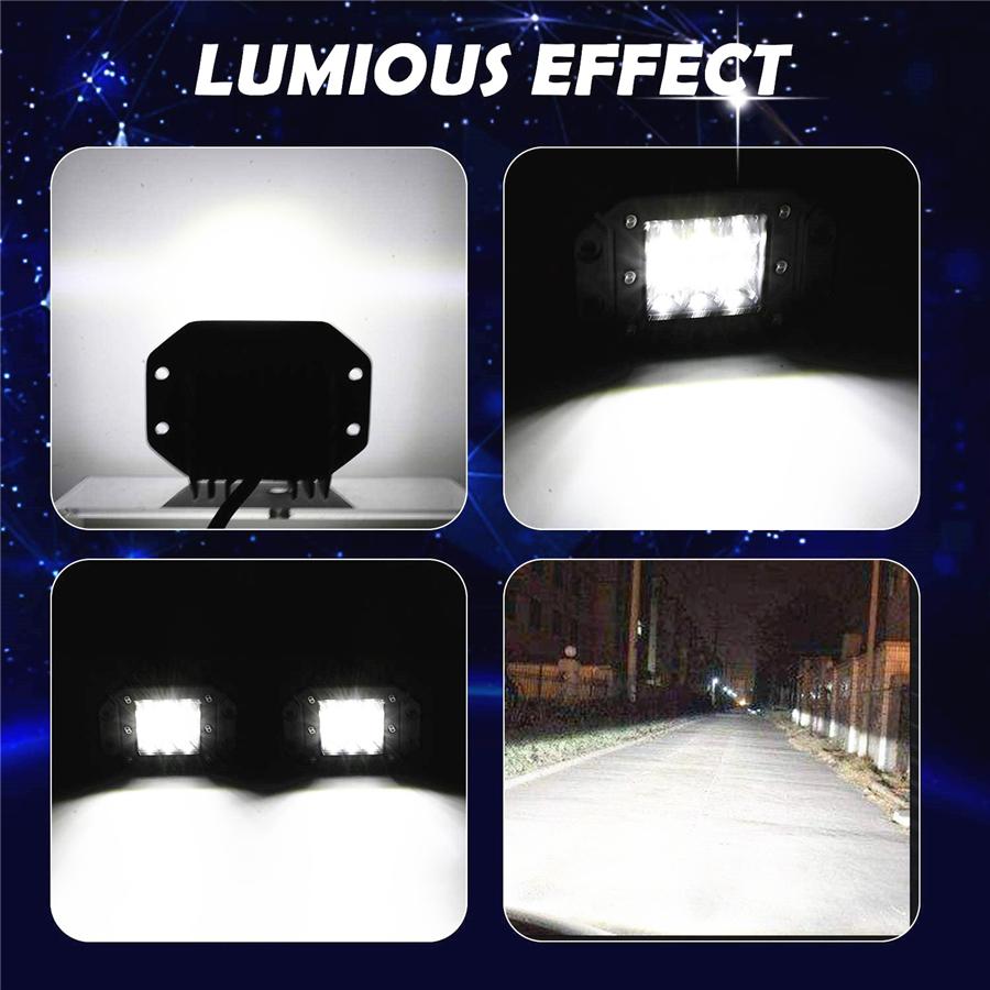 5inch LED Work Light Flush Mount Pods Tri-row IP68 For 1.Trucks/SUVs/Pickups/ --For Ford, GMC, Chevrolet, Dodge,...