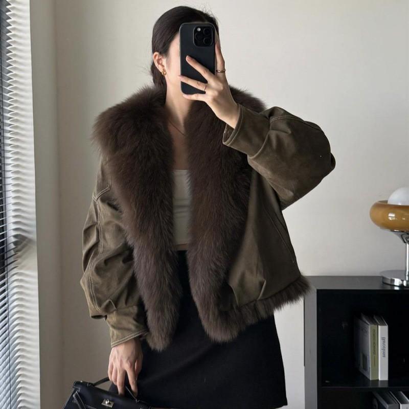 Womens Short Parka With Real Fox Fur Collar Thick Duck Down Cotton Puffer Jacket Winter 2026