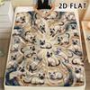 1Pc Vibrant Mandala Cats Print Flannel Blanket,High Quality Comfortable for All Seasons,Home Decor,Warmth and Comfort,Perfect for Christmas Gifts