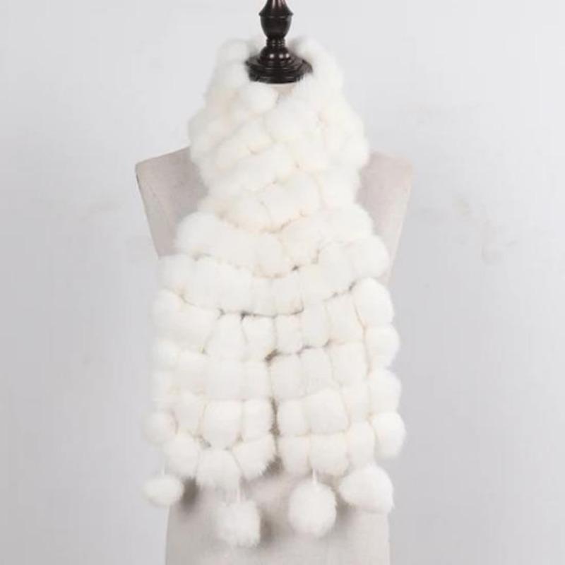 Women Winter Warm Rabbit Fur Scarf Hot Sale Natural Rabbit Fur Muffle Lady Scarves