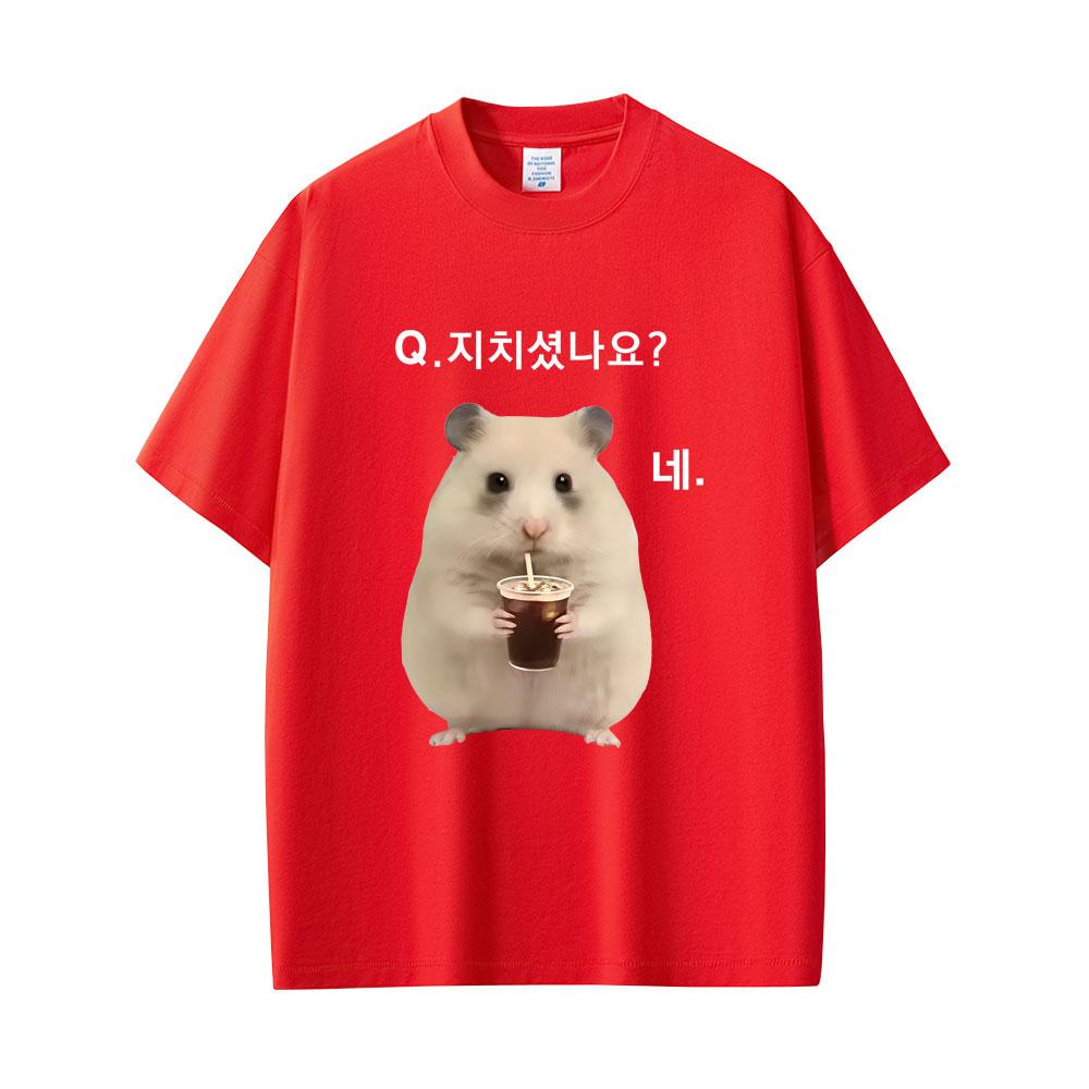 

Cute Lively Funny Stay Up Late Rat Korean Meme T-shirt Unisex Women Casual Cotton Oversized T Shirts Unisex Casual Humor T-shirts S